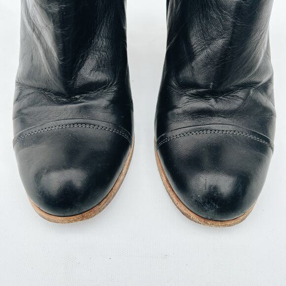 Coclico Celie Black Leather Ankle Boot Block Chunky Wooden 6.5 Heel 36.5 - Picture 3 of 10